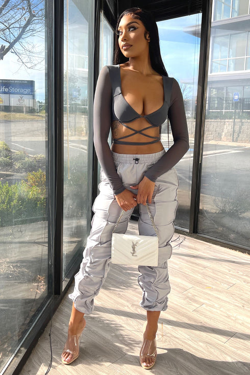 Crystal Mesh Bustier Top Crop Top EDGE
